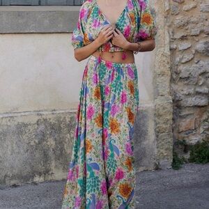 Spell Boheme Colorful Floral Maxi Skirt